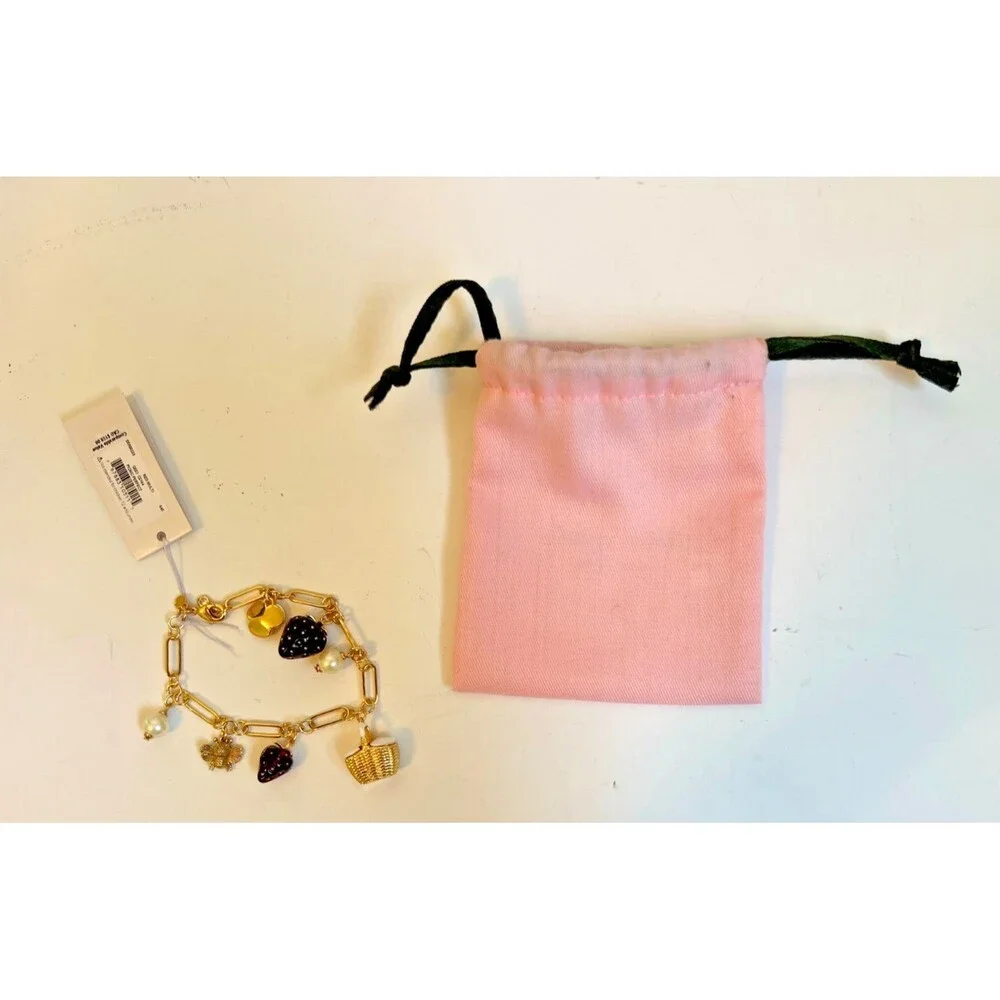 KATE SPADE PRECIOUS SUMMER Bracelet Picnic Strawberries HoneyBees Flowers Pearls - Picture 2 of 14